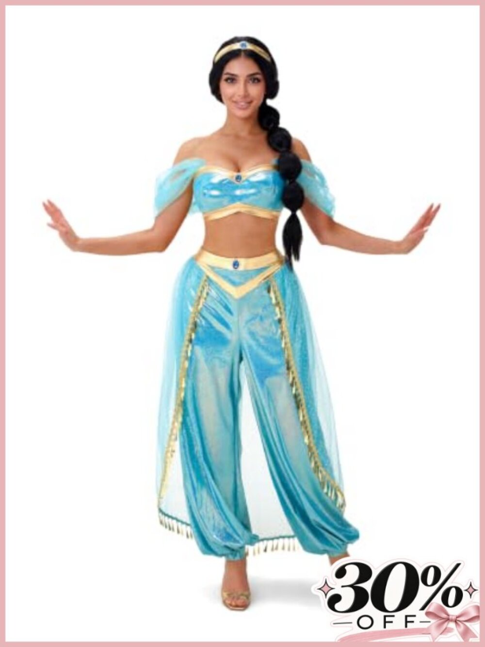 Arabian Princess Costume Set Women Halloween Cosplay Top Pants Headband